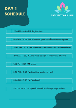 Nadi Pariksha Workshop Schedule